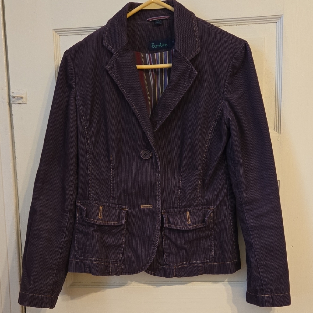 Boden Dark Purple Corduroy Blazer